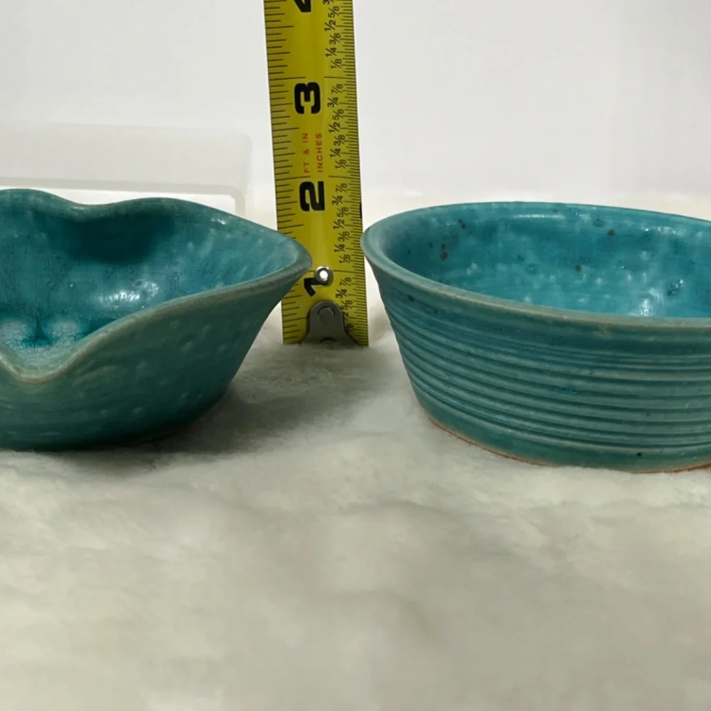 NC Handmade Pottery Trinket Dish Small Bowl and Drinking Mug Handcrafted Bundle